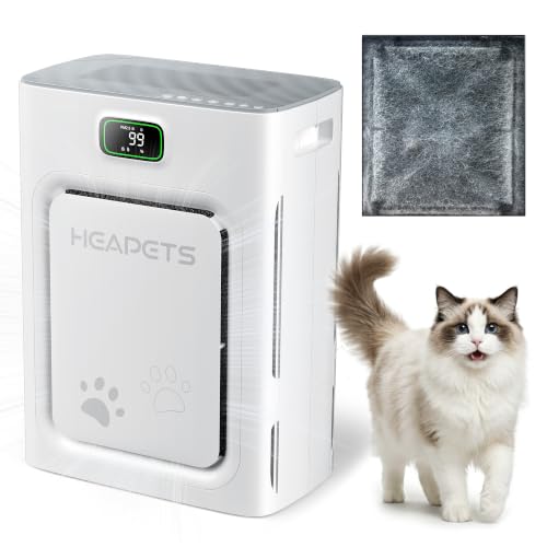 Pet Air Purifier for Home Large Room 2500 Sq Ft, H13 HEPA Double-Sided Filter with Washable Pre-filter, Adsorbs Pet Hair Dander Odor Allergies Smoke Dust,PM2.5 Air Quality Monitor,Auto Mode,P358 Grey