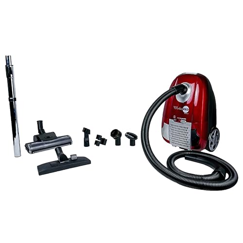 Atrix Turbo Red AHC-1 HEPA Canister Vacuum Cleaner – Powerful 1,400W Variable Speed Motor, Lightweight 6-Quart Bag Design, 3-Stage Filtration, Telescopic Wand, Full Bag Indicator & Accessory Kit