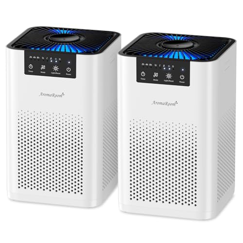 AromaRoom Air Purifiers for Bedroom, AP102-White, 2Packs, Dorm, Apartment
