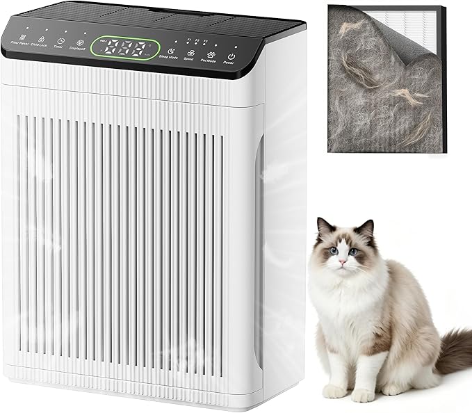 EVALIT Air Purifiers for Home Large Room up to 2200 sq.ft, PM2.5 Air Quality Display, Sleep Mode with Fragrance for Smoke Dust Odors